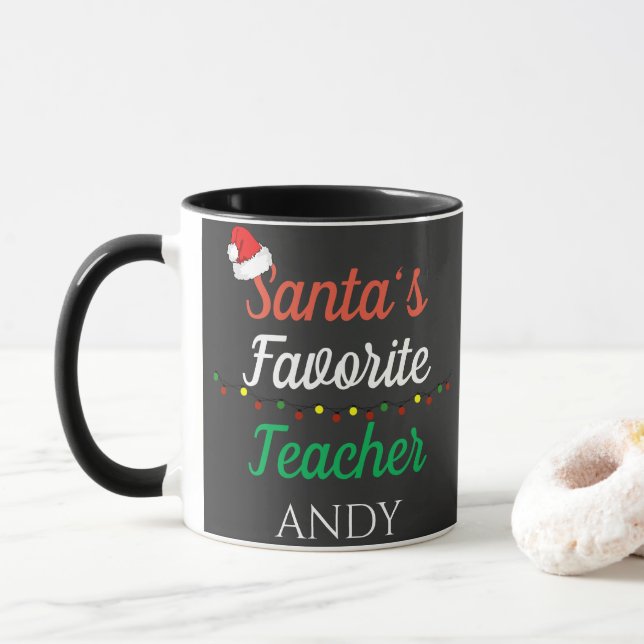 Teacher Simple Christmas Thank You Rainbow Gift Mug (With Donut)