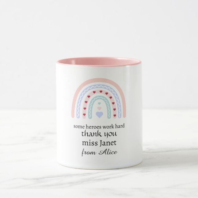 Teacher Simple Christmas Thank You Rainbow Gift Mug (Center)