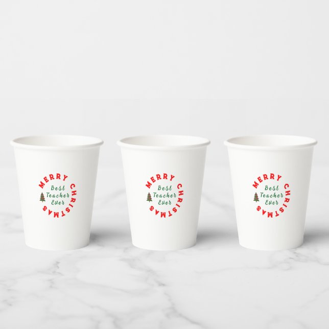 Teacher Simple Christmas Thank You Rainbow Gift Paper Cups (Multi)