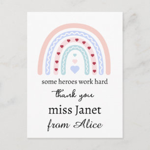 Teacher Simple Christmas Thank You Rainbow Gift Postcard