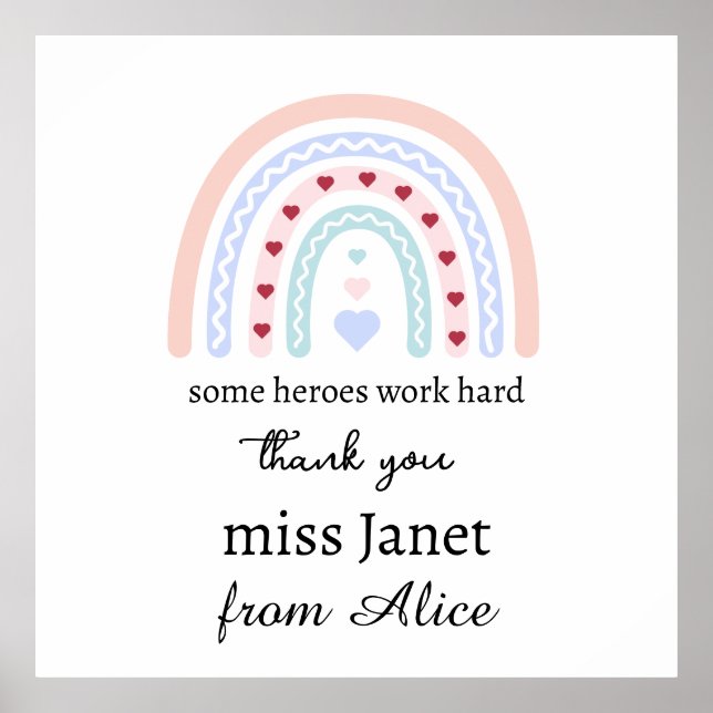 Teacher Simple Christmas Thank You Rainbow Gift Poster (Front)