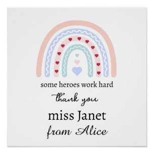 Teacher Simple Christmas Thank You Rainbow Gift Poster
