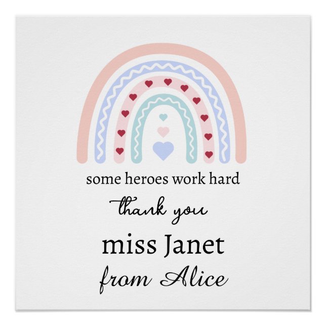 Teacher Simple Christmas Thank You Rainbow Gift Poster (Front)