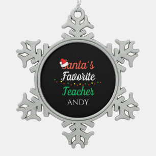 Teacher Simple Christmas Thank You Rainbow Gift Snowflake Pewter Christmas Ornament