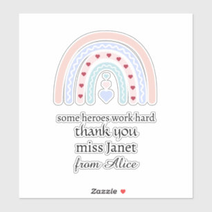 Teacher Simple Christmas Thank You Rainbow Gift Sticker