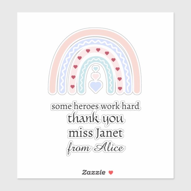 Teacher Simple Christmas Thank You Rainbow Gift Sticker (Sheet)