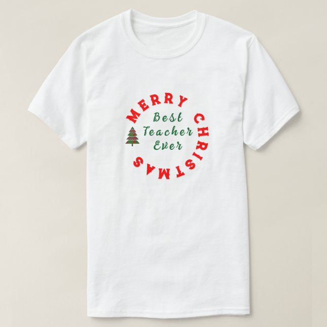 Teacher Simple Christmas Thank You Rainbow Gift T-Shirt (Design Front)