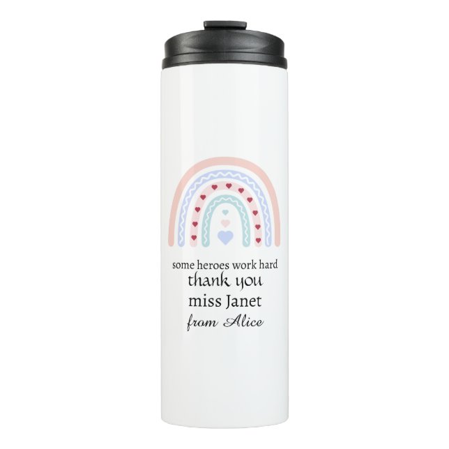 Teacher Simple Christmas Thank You Rainbow Gift Thermal Tumbler (Front)