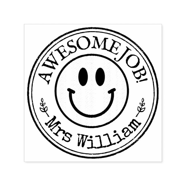 Teacher Smile Emoji Custom Self-inking Stamp (Design)