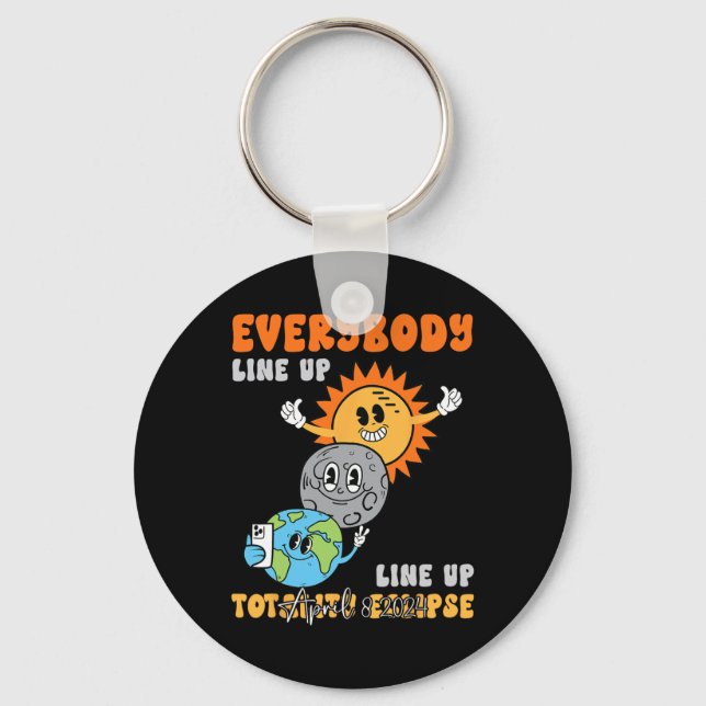 Teacher Solar Eclipse April 8 2024 Funny Cute Eart Keychain (Front)