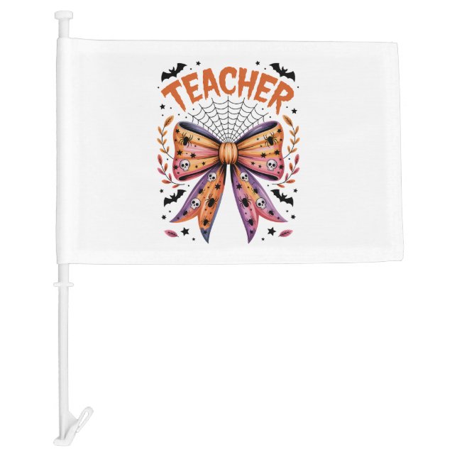 Teacher Spooky Halloween Car Flag (Front)