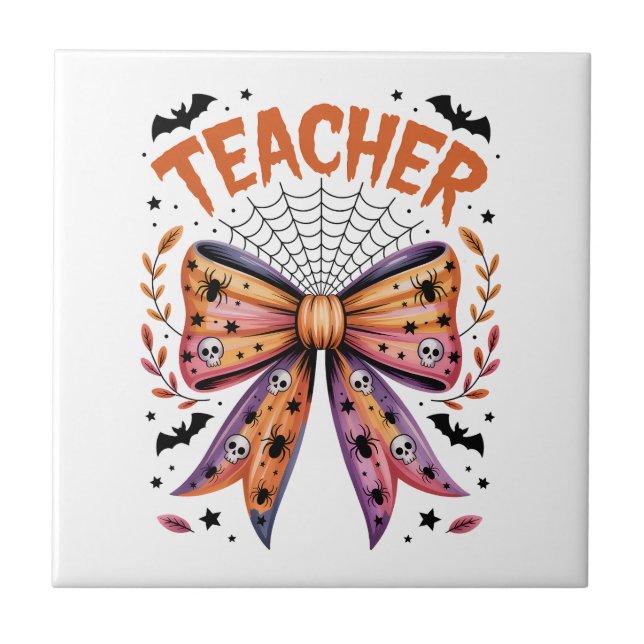 Teacher Spooky Halloween Ceramic Tile (Front)