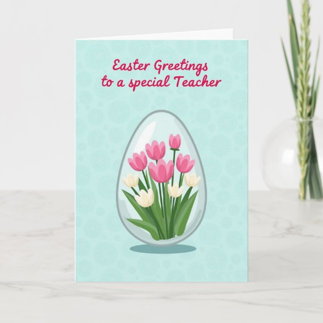 Teacher Spring Bouquet Easter Card (Front)