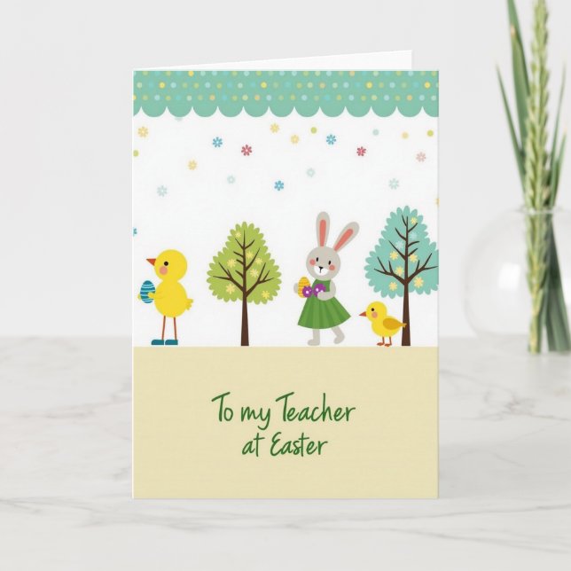 Teacher Spring Holiday Rabbit Card (Front)