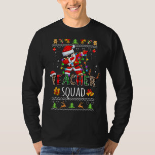 Teacher Squad Dabbing Santa Ugly Sweater Leopard B