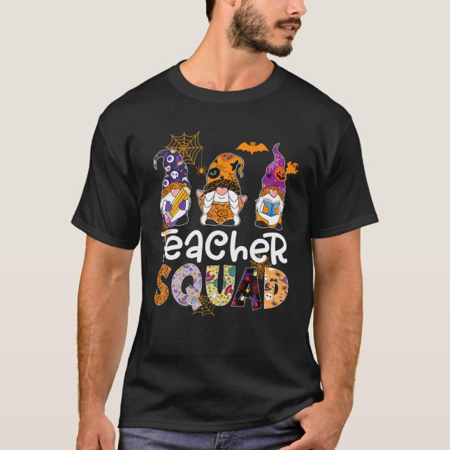 Teacher Squad Gnome Funny Halloween Costume Trick T-Shirt (Front)