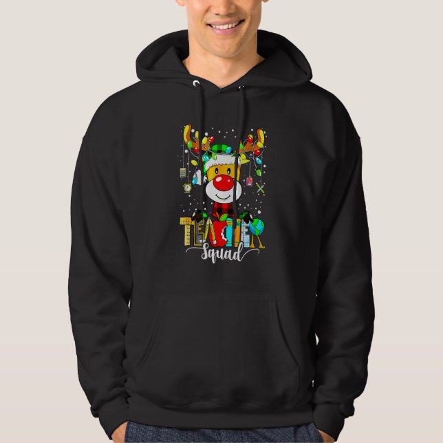 Teacher Squad Reindeer  Teacher Christmas Lights X Hoodie (Front)