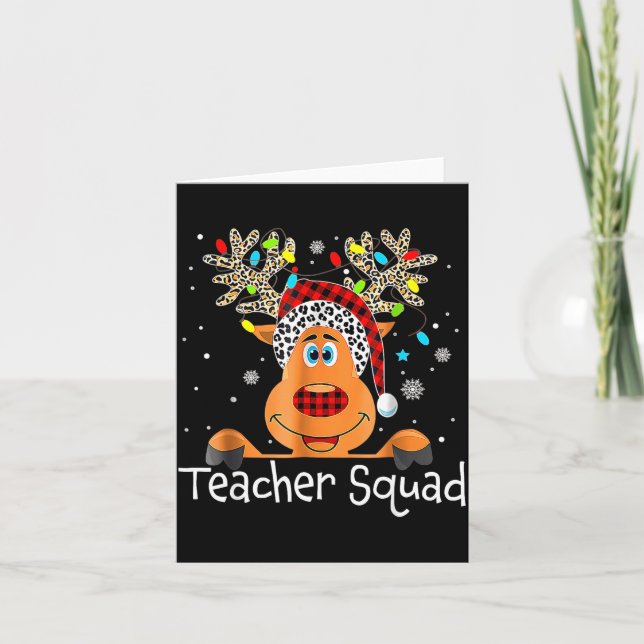 Teacher Squad Reindeer Teacher Christmas Xmas  Card (Front)