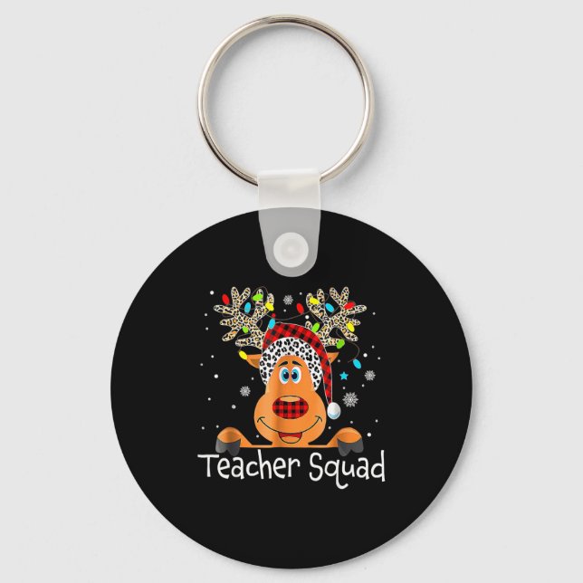 Teacher Squad Reindeer Teacher Christmas Xmas  Keychain (Front)