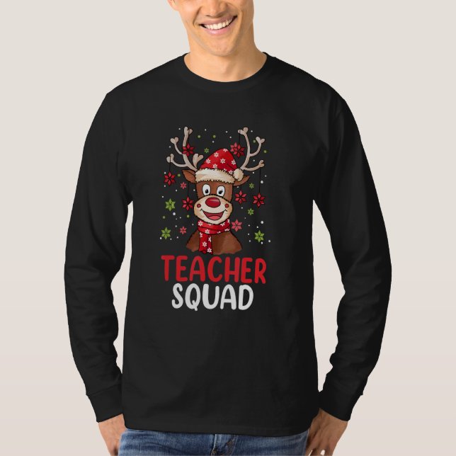 Teacher Squad Reindeer   Teacher Christmas Xmas Pa T-Shirt (Front)