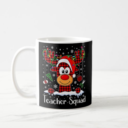 Teacher Squad Reindeer Xmas Buffalo Plaid Xmas  Coffee Mug