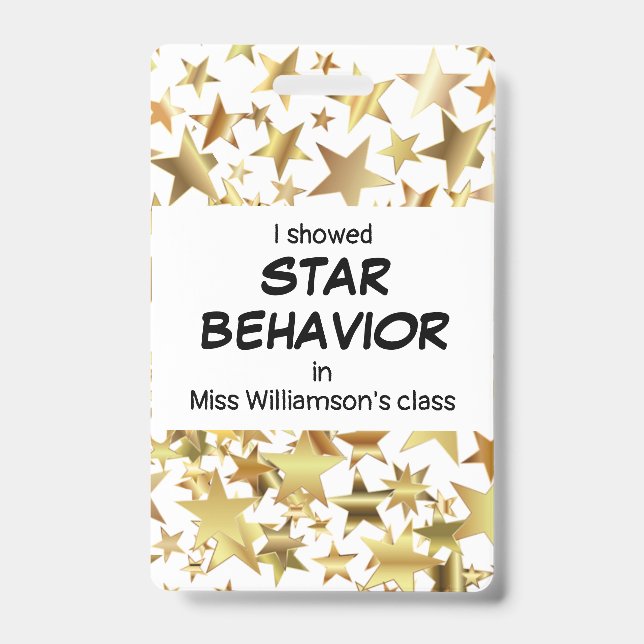 Teacher STAR BEHAVIOR Pupil Award Badge (Front)