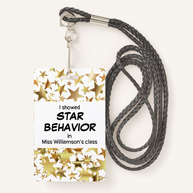 Teacher STAR BEHAVIOR Pupil Award Badge (Front with Lanyard)