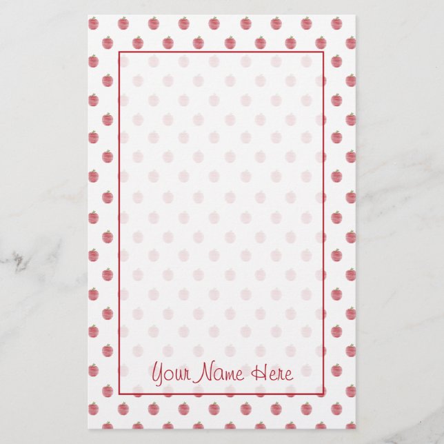 Teacher Stationery - Red Apple Pattern (Front)