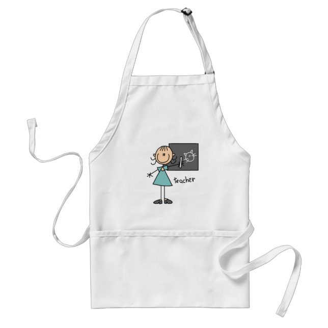 Teacher Stick Figure Adult Apron (Front)