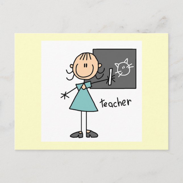 Teacher Stick Figure Postcard (Front)