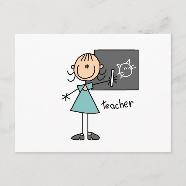 Teacher Stick Figure Postcard (Front)