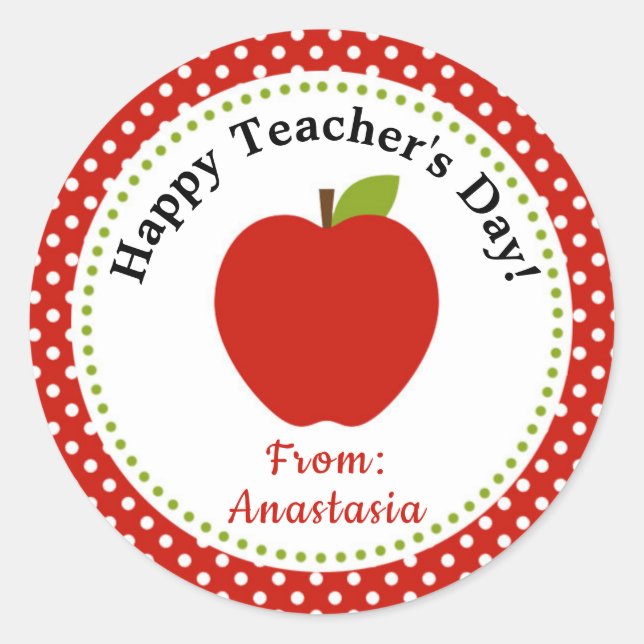 Teacher Stickers (Appreciation / Thank You) Apple (Front)