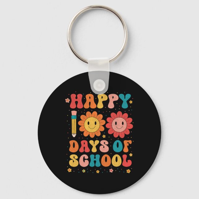 Teacher Student 100th Day Of School Happy 100 Days Keychain (Front)