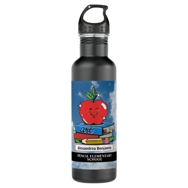 Teacher Student Children Education Personalize   Stainless Steel Water Bottle (Front)