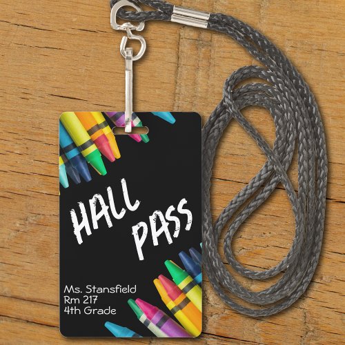 Teacher Student Crayon Class Bathroom Hall Pass Badge