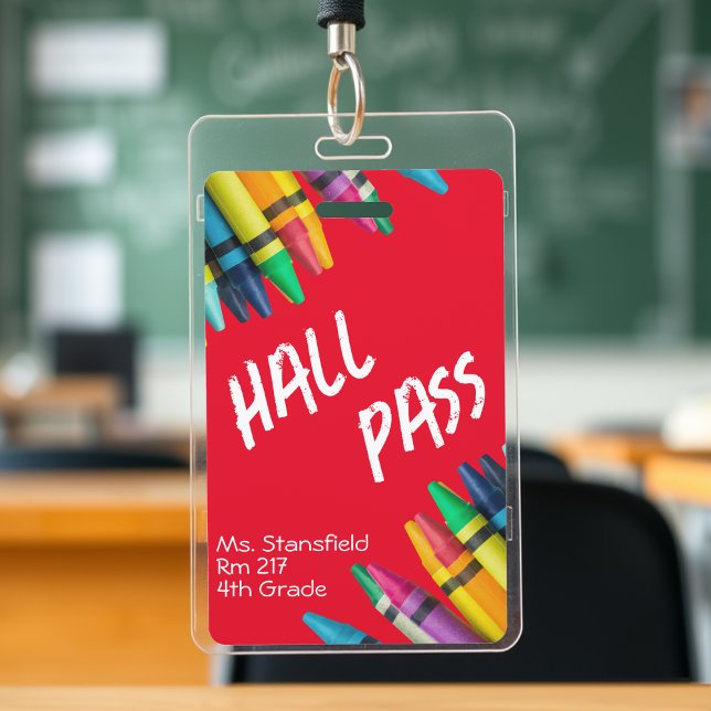 Teacher Student Crayon Class Bathroom Hall Pass Badge (Teacher Student Crayon Class Bathroom Hall Pass Badge
)