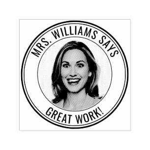 Teacher Student Custom Photo Great Work Self-inking Stamp