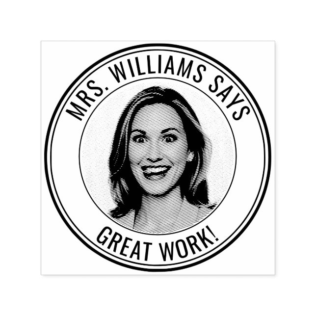 Teacher Student Custom Photo Great Work Self-inking Stamp (Design)