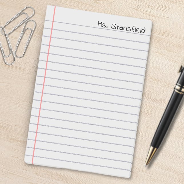 Teacher Student Lined Notebook Paper  Post-it Notes (lined notebook paper stick notes for teachers or students)
