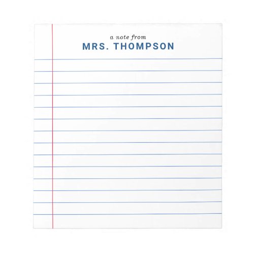 Teacher Student Notebook Lined Paper A Note From