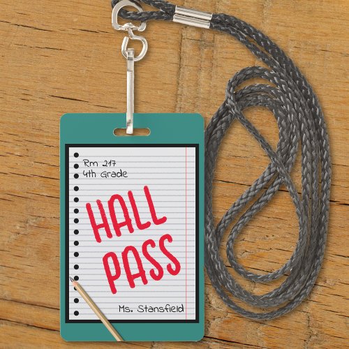 Teacher Student Paper Classroom Bathroom Hall Pass Badge