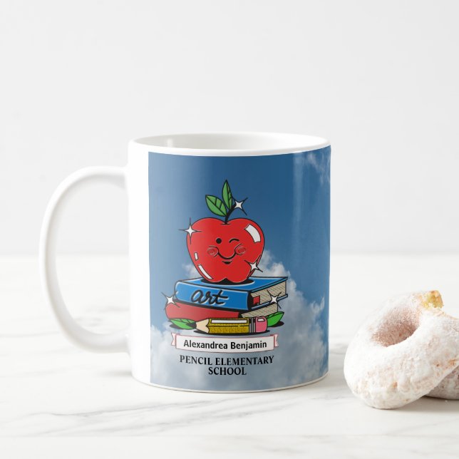 Teacher Student School Book Lover Personalize Coffee Mug (With Donut)