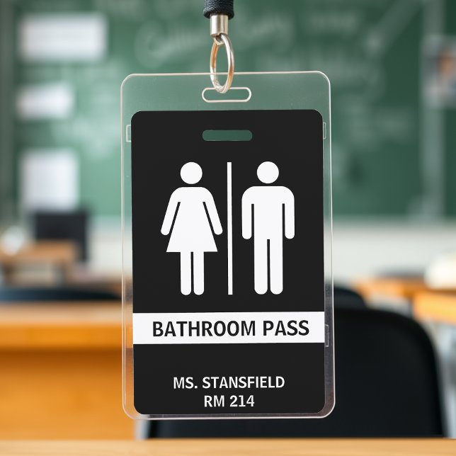 Teacher Student School Restroom Bathroom Pass Badge (Creator Uploaded)