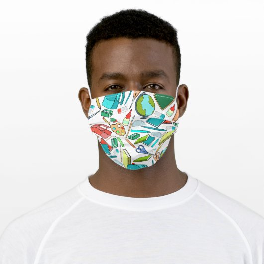 Teacher Student School Supplies Cute Pattern Adult Cloth Face Mask (Worn)