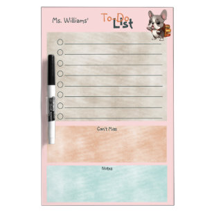 Teacher Student To-Do List French Bulldog School Dry Erase Board