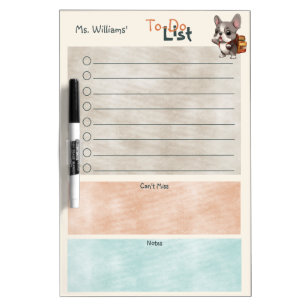 Teacher Student To-Do List French Bulldog School Dry Erase Board