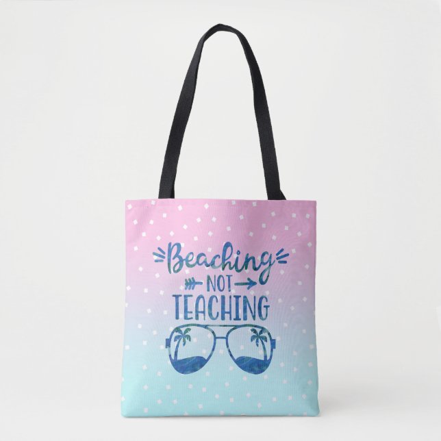Teacher Summer Pastel Blue Pink Ombre Tote Bag (Front)