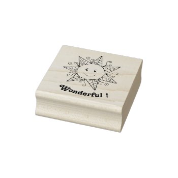 Teacher Sunny Smiling Face Wood Art Stamp by ArianeC at Zazzle