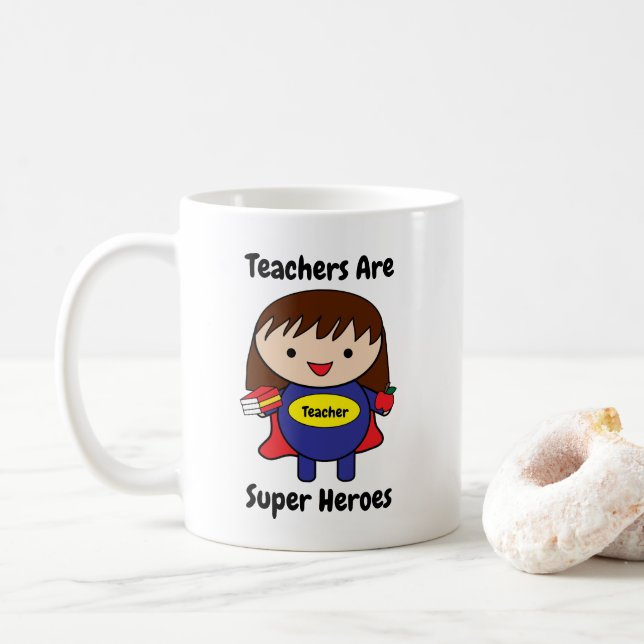 Teacher Super Hero Cute Personalize Coffee Mug (With Donut)