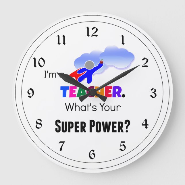 Teacher Super Power Large Clock (Front)